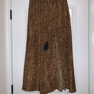 High Slit Leopard Maxi Skirt